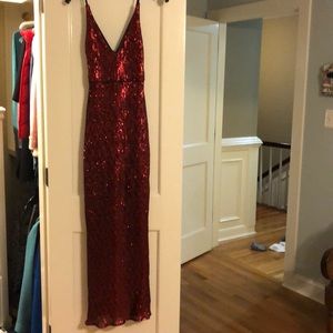 ABS crimson sequin ball gown